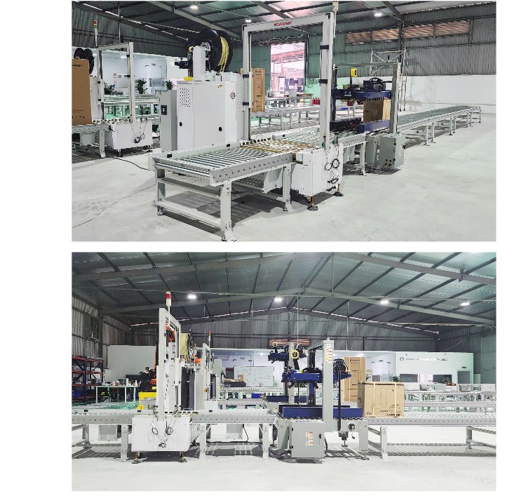 Hệ thống dán băng dính tự động (tốc độ 120 thùng/giờ)